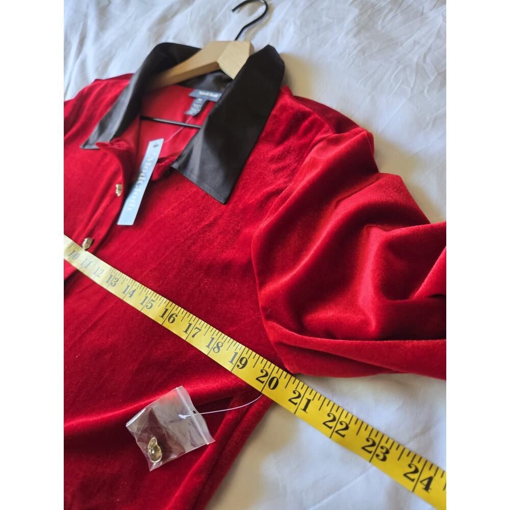 ModCloth Wednesday Red Velvet Mini Dress Skulls Gothic Dark Academia Spooky Cute - Picture 9 of 12
